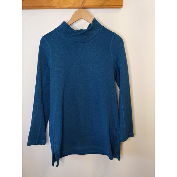 Lands' End Sport Tops - Lands' End Sport Women's Medium Turquoise Fleece Cowl Neck Pullover